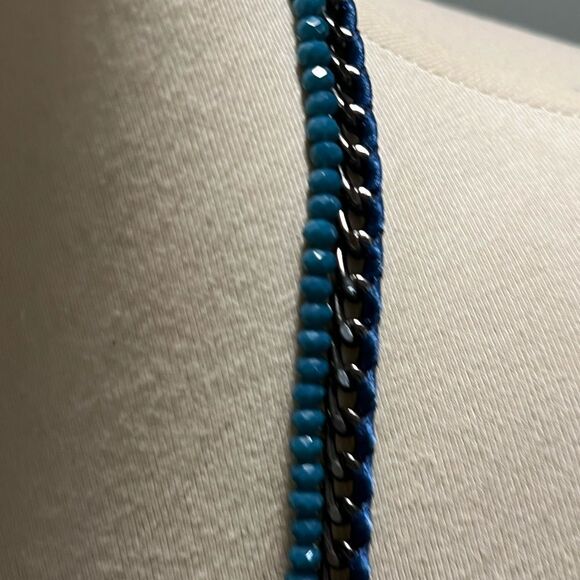 Premier Designs  Blue Beaded Necklace & Hematite & Blue Necklace 2 Items #PDNK#2 - Picture 3 of 11